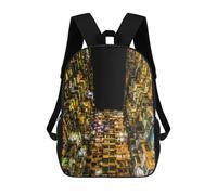sinyumoney Urban Density at Night Kids Backpacks,3D Personalized School Bookbags for Boys Girls Large Schoolbags Casual Daypack 17inch