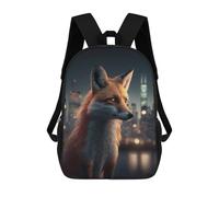 sinyumoney Urban Fox in The Big City School Backpack 3D Printed Children's 17inch Backpacks Bag Bookbag for Kids Boy Girl Book Bags Kids School Bag Travel Rucksacks