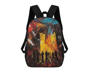 sinyumoney Urban Inferno - Expressionist Cityscape in Chaos 3D Printed School Backpack Casual Children's Backpacks 3D Printed School Bag for Boys Elementary And Middle 17inch