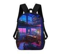 sinyumoney Urban Loft with City Views 3D Printed School Bag Children's School Backpack Schoolbags Travel Backpacks Casual Fashion Bag for Kids School Students 17inch