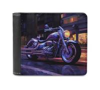 sinyumoney Urban Motorcycle Reflections 3D Print Clutch Purse ID Window Coin Slots Note Section Soft Convenient Purse Youth Guys 11.7cm*9.5cm