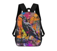 sinyumoney Urban Raven Art Print Backpack School Bag High Secondary School Bags Casual Backpack - Perfect for Travel, Work And Daily Use 17inch