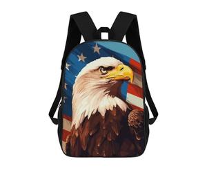 sinyumoney USA Retro Eagle Pixel Art School Bags Water Resistant Travel Backpack Computer Bag for School/Work/Travel 17inch