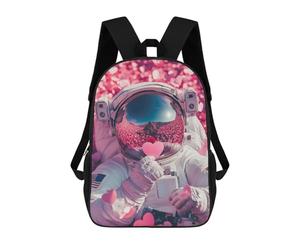 sinyumoney Valentine's Day Astronaut Greeting Card Backpack School Bag Business Durable Laptop Bag for Campus Outdoor Travel Sports 17inch
