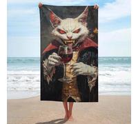 sinyumoney Vampire Cat with Wine Glass-3 Bathroom Towels Oversized Highly Absorbent Quick Dry Beach Towel for Outdoor Pool Garden Holiday 130cm*80cm
