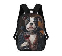 sinyumoney Vampire Dog in Formal Attire 3D Printed 17inch Kids School Backpack School Bag Fashion Rucksacks for Boys Elementary And Middle School Students