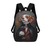 sinyumoney Vampire Dog with Wine Glass -2 Backpack School Lightweight Airport College Students Back Pack for Girl, Teen Girls 17inch