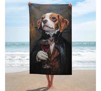 sinyumoney Vampire Dog with Wine Glass -2 Basics Towel Set Super Soft Absorbent Beach Towel for Bathroom Pool Beach And Trips Bath Sheet 130cm*80cm