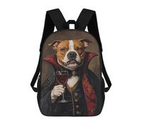 sinyumoney Vampire Dog with Wine Glass-3 3D Printed 17inch School Bag Children's School Backpack Travel Backpacks Casual Fashion Bag for Kids School Students