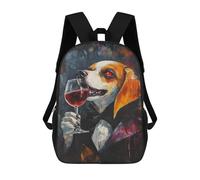 sinyumoney Vampire Dog with Wine Glass-8 3D Printed Children's School Backpack for Kids High Capacity Travel Rucksacks Book Bags Kids School Bag Back Pack 17inch