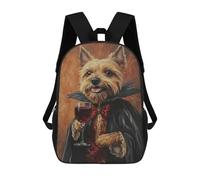 sinyumoney Vampire Dog with Wine Glass Art Print Backpack 3D Print Kids Bag Elementary Students Daypack Lightweight School Bag for Children Girls Boys Nursery Lunch Pack 17inch