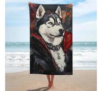 sinyumoney Vampire Husky Art Print Bathroom Towels Set for Smooth Skin Quick Drying Durable Beach Towel Beach & Swimming Pool 130cm*80cm