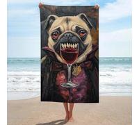 sinyumoney Vampire Pug with Wine Glass-1 Bathroom Towels Oversized Highly Absorbent Quick Dry Beach Towel for Outdoor Pool Garden Holiday 130cm*80cm
