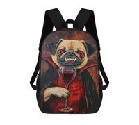 sinyumoney Vampire Pug with Wine Glass-2 Children's Backpacks 17inch School Backpack 3D Printed Bag Bookbag for Kids Travel Rucksacks Boy Girl Book Bags Kids School Bag
