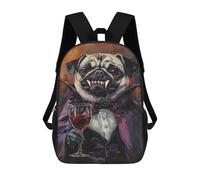 sinyumoney Vampire Pug with Wine Glass-4 School Backpack Water Resistant Travel Backpack Computer Bag for Men, Women & Teenage Boys 17inch