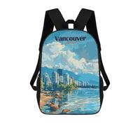 sinyumoney Vancouver Canada Cityscape Art Backpacks Kids Student Schoolbag,3D Printed Backpacks,Elementary And Middle School Students Backpacks for Boys Girls 17inch