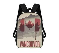 sinyumoney Vancouver Canada Flag Backpacks, Kids Backpack Student School Bag 3D Printed Travel Backpacks Fashion Accessory Backpack Children Waterproof School Bags 17inch