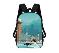 sinyumoney Vancouver Travel Print Rucksacks 3D Printed Children Backpacks Fashion Casual Daypack Cute Travel Bags Outdoor Casual Daypack for Boy And Girl 17inch
