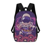 sinyumoney Vaporwave Ramen Astronaut Kids' Backpack 3D Printing School Bag Boys Cool Daypacks Casual Knapsack Fun Back Bag for Kids And Teenager 17inch