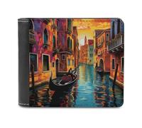 sinyumoney Venetian Canal Serenity 3D Print Clutch Purse Slots ID Window RFID Blocking Stylish Durable Wallets Craftsmanship Gifts 11.7cm*9.5cm