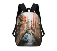 sinyumoney Venice Backpack with Pocket 3D Printed Backpacks, Travel Rucksacks Book Bags Kids School Bag 17inch