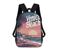 sinyumoney Venice Beach Sunset Backpack School Bag Backpack For Girls Boys Backpacks Large Capacity Kids Backpack Lightweight School Bags For Kids Students 17inch