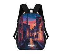 sinyumoney Venice Canal Night Backpacks 3D Printed 17inch Kids School Backpack Outdoor Casual Daypack Casual Travel Bags for Middle School Students