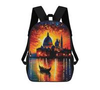 sinyumoney Venice in Colors Rucksacks 3D Printed Children Backpacks Fashion Casual Daypack Cute Travel Bags Outdoor Casual Daypack for Boy And Girl 17inch