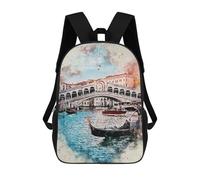 sinyumoney Venice in Watercolor School Backpack 3D Printed Children's 17inch Backpacks Bag Bookbag for Kids Boy Girl Book Bags Kids School Bag Travel Rucksacks