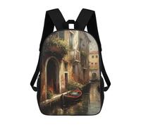 sinyumoney Venice Romantic Vibes Backpack Kids School Backpack School Bag 3D Printed Fashion School Bag for Boys Elementary And Middle School Student 17inch
