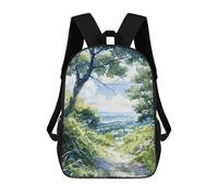 sinyumoney Verdant Outlook 3D Printed School Backpack Casual Children's Backpacks 3D Printed School Bag for Boys Elementary And Middle 17inch