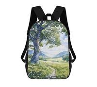 sinyumoney Verdant Valley Path Kids School Backpack School Bag 3D Printed School Bag for Boys Elementary And Middle School Students 17inch