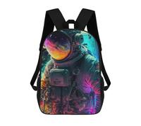 sinyumoney Vibrant Astronaut Artwork -2 Kids Children School Backpack Bookbags Casual Travel Rucksack Boys Girls Large Capacity Daypack 17inch