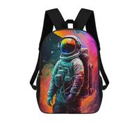 sinyumoney Vibrant Astronaut Artwork -3 3D Printed Children's School Backpack for Kids Travel Rucksacks Book Bags Kids School Bag 17inch