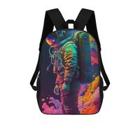 sinyumoney Vibrant Astronaut Artwork -5 3D Printed Children's School Backpack for Kids Travel Rucksacks Book Bags Kids School Bag 17inch