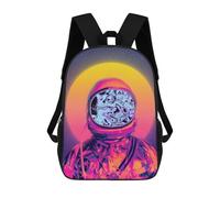 sinyumoney Vibrant Astronaut Artwork -6 Kids School Backpack 3D Printed Backpacks Fashion School Bag Rucksacks for Boys Elementary And Middle School Students 17inch