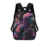 sinyumoney Vibrant Astronaut Artwork -7 3D Printed Children's School Backpack for Kids Travel Rucksacks Book Bags Kids School Bag 17inch