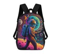 sinyumoney Vibrant Astronaut in Space -11 Kids Children School Backpack 17 Inch Bookbags Casual Travel Rucksack Boys Girls Large Capacity Daypack 17inch