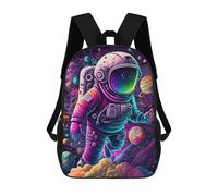 sinyumoney Vibrant Astronaut in Space -2 Children's Backpack, Schoolbag Large Capacity Students Bookbag Rucksack Knapsack for Boys Girls Adults Teen 17inch