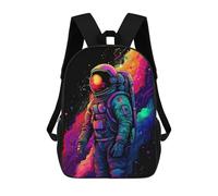 sinyumoney Vibrant Astronaut in Space -8 Kids Backpack, Backpack School Bag, Backpacks Kids School 3D Printed School Bags for Elementary And Middle School Students Teens Birthday Gift 17inch