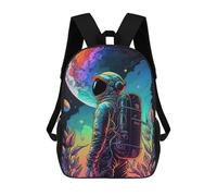 sinyumoney Vibrant Astronaut Journey -1 Backpack 3D Print Kids Bag Elementary Students Daypack Lightweight School Bag for Children Girls Boys Nursery Lunch Pack 17inch
