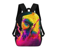 sinyumoney Vibrant Astronaut Splash Art 3D Printed School Bag Children's School Backpack Schoolbags Travel Backpacks Casual Fashion Bag for Kids School Students 17inch