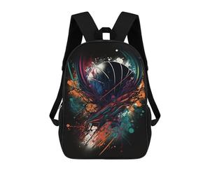 sinyumoney Vibrant Basketball Art Print Backpack School Bag High Secondary School Bags Casual Backpack - Perfect for Travel, Work And Daily Use 17inch