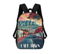sinyumoney Vibrant Cape Town Streets Kids School Backpack School Bag 3D Printed School Bag for Boys Elementary And Middle School Students 17inch