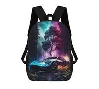 sinyumoney Vibrant Car in Forest School Backpack Daypacks Business Backpack Water Resistant Bookbag for Men/Women 17inch