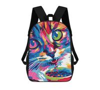 sinyumoney Vibrant Cat 3D Printed Children's School Backpack for Kids High Capacity Travel Rucksacks Book Bags Kids School Bag Back Pack 17inch