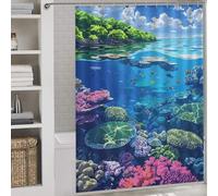 sinyumoney Vibrant Coral Reef Ecosystem Illustration Anti-Mould Proof Resistant Quick Drying Proof Resistant Soft Fabric Hotel Shower Curtain for Bathtub Shower Stall 64.17x70.87Inch（163x180cm）