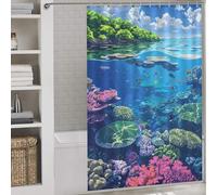 sinyumoney Vibrant Coral Reef Ecosystem Illustration Shower Curtain Anti Mould Fabric Polyester Decor Bath Curtains for Toile Bathroom Dorm 56.30x70.87Inch（143x180cm）