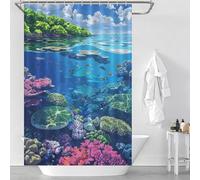 sinyumoney Vibrant Coral Reef Ecosystem Illustration Washable Waterproof Cloth Fabric Shower Curtain for Bathroom for Home Bathroom Toile Hotel Decor 46.85x70.87Inch（119x180cm）