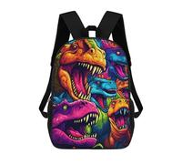 sinyumoney Vibrant Dinosaur Collage Backpack School Rucksack Casual Daypacks School Work Travel Bag for Camping Outdoor Adventures And Daily Travel 17inch